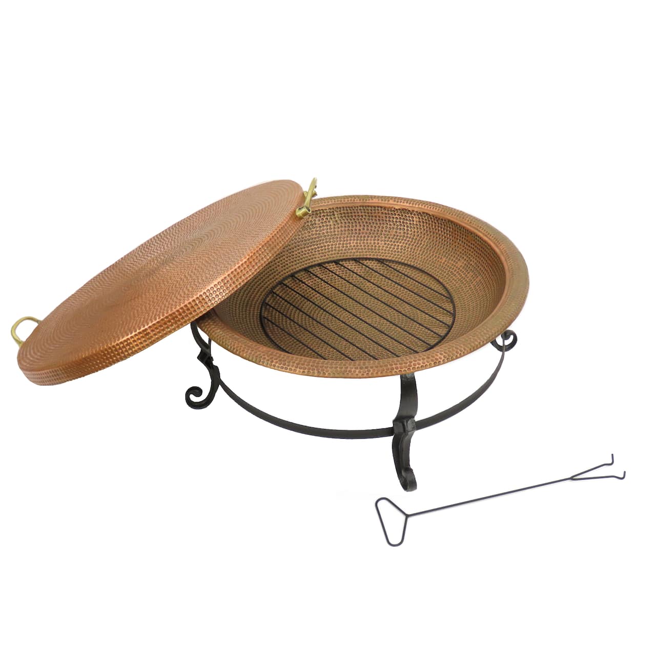 32" Copper Fire Pit with Stand & Tray Cover